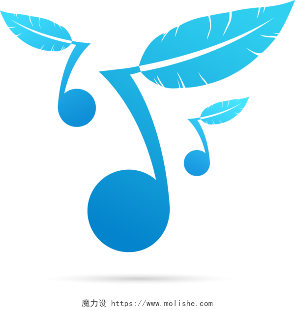 蓝色叶子音乐音符图案素材